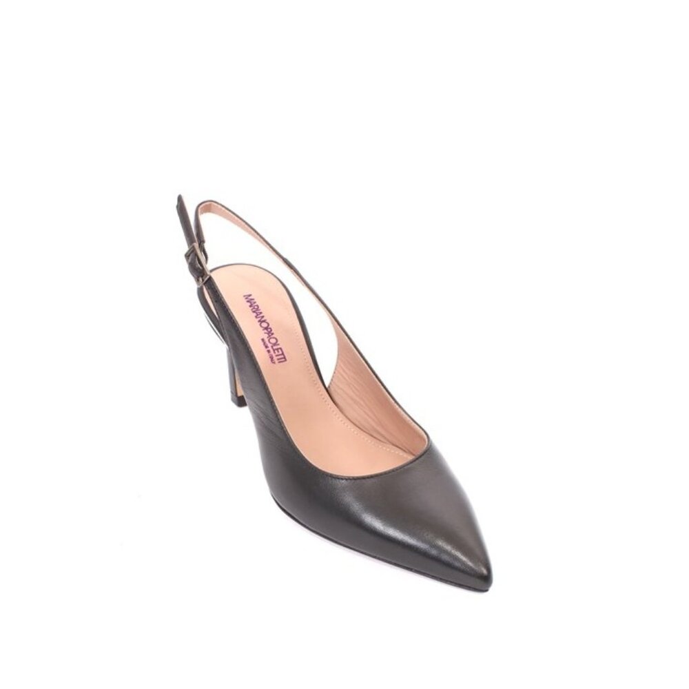 Mariano Paoletti 211c BLack Leather Slingbacks Heels Pointy Pumps
